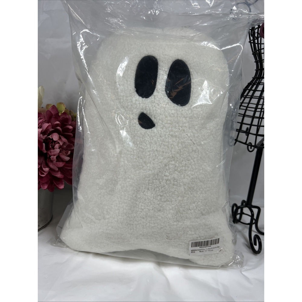 Ghost‎ Shaped Stuffed Plush Pillow Sherpy the Ghost Off White Sherpa 16" x 13"